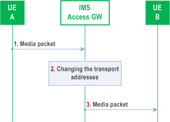 Copy of original 3GPP image for 3GPP TS 23.228, Fig. G.5: Packet forwarding in the IMS Access Gateway